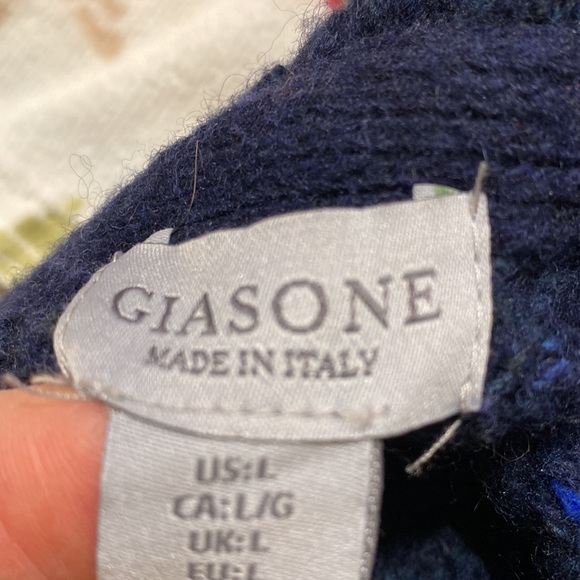 GIASONE Made in Italy Blue Speckled Collar Button down Wool Blend Cardigan SZ L - Picture 13 of 14